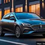 Home 19 쌍용 렉스턴 스포츠 칸 차량 색상 옵션 - A sleek, modern car with a matte finish paint in deep charcoal gray, parked on an urban street at du...