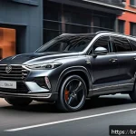 Home 23 쌍용 티볼리 전용 액세서리 추천 - A sleek modern SUV equipped with a powerful body kit including a front bumper, side skirts, and a re...